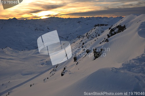 Image of mountain snow sunset