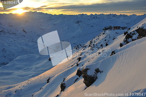 Image of mountain snow sunset