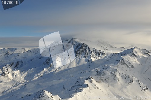 Image of mountain snow sunset