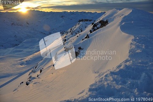 Image of mountain snow sunset