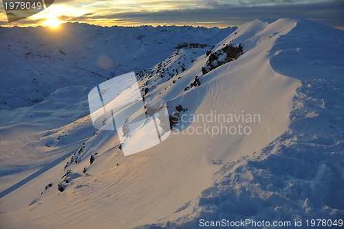 Image of mountain snow sunset