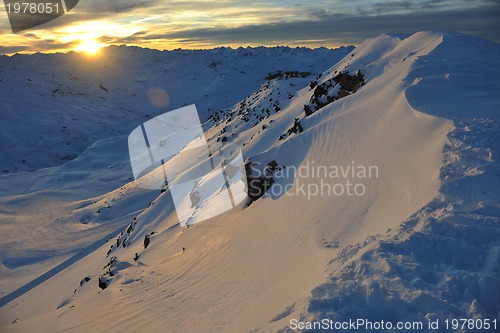 Image of mountain snow sunset