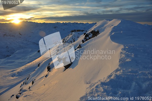 Image of mountain snow sunset