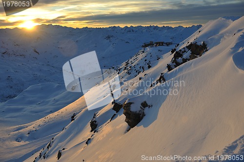 Image of mountain snow sunset