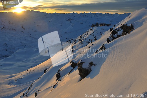 Image of mountain snow sunset