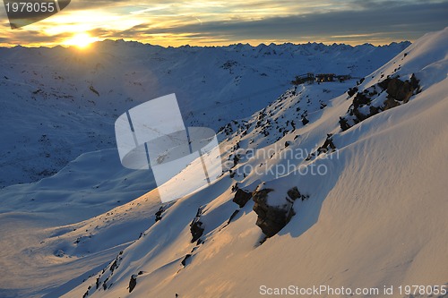 Image of mountain snow sunset