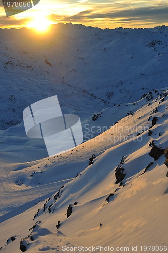 Image of mountain snow sunset