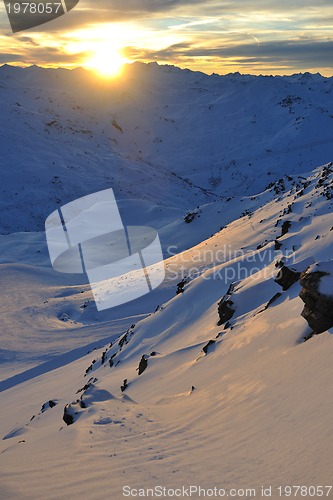 Image of mountain snow sunset