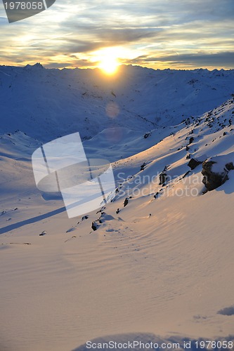 Image of mountain snow sunset