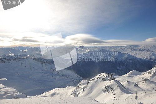 Image of mountain snow sunset