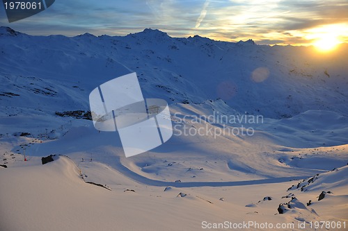 Image of mountain snow sunset