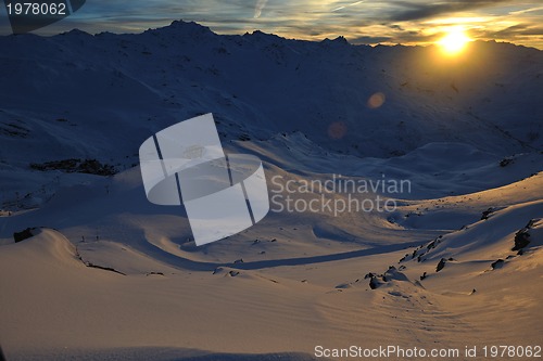 Image of mountain snow sunset