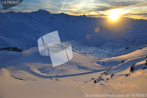 Image of mountain snow sunset