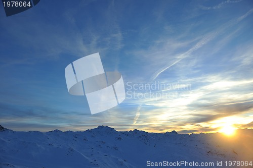 Image of mountain snow sunset