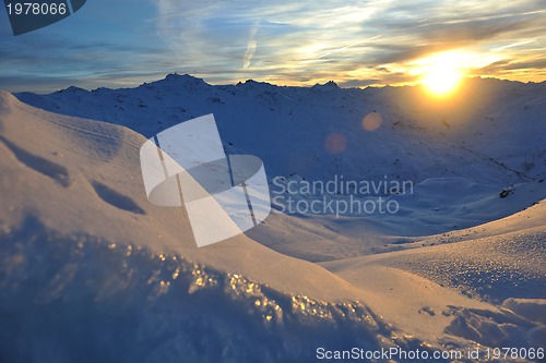 Image of mountain snow sunset