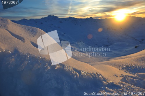 Image of mountain snow sunset