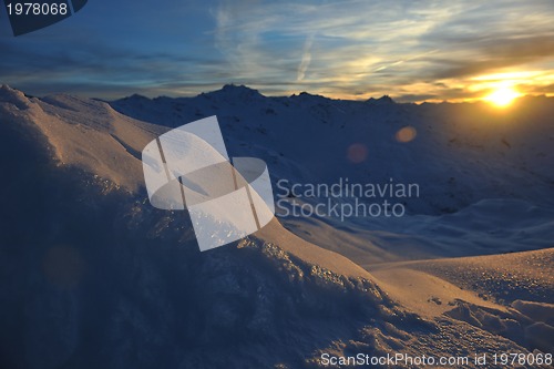 Image of mountain snow sunset