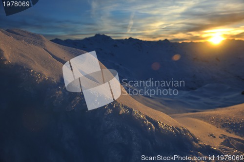 Image of mountain snow sunset