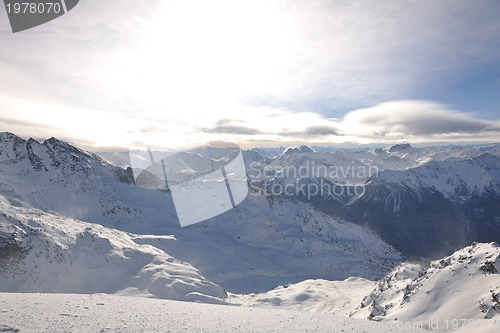 Image of mountain snow sunset