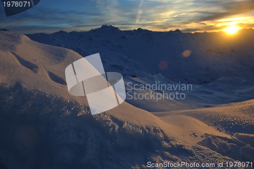 Image of mountain snow sunset