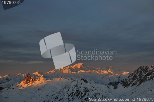 Image of mountain snow sunset