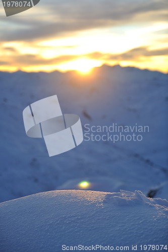 Image of mountain snow sunset