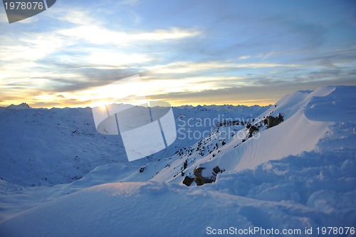 Image of mountain snow sunset