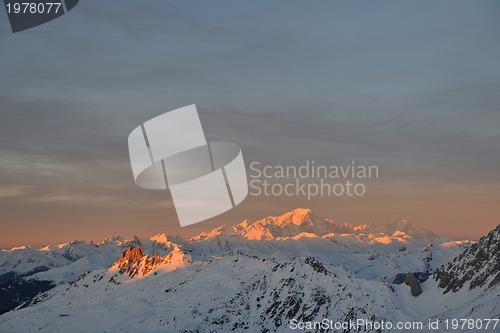 Image of mountain snow sunset