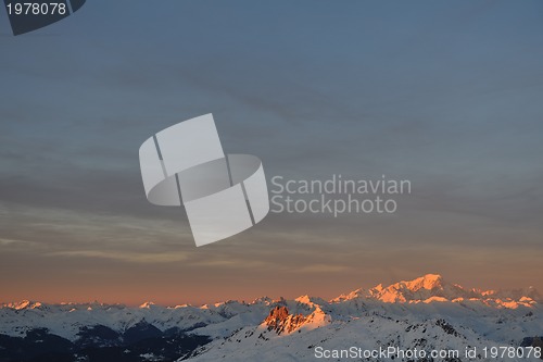 Image of mountain snow sunset