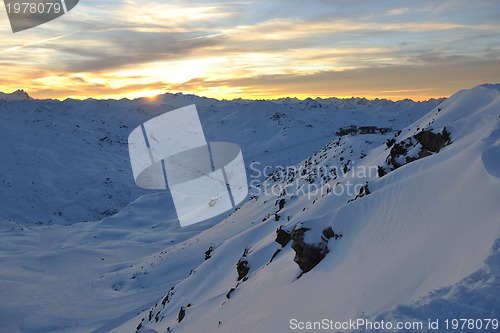 Image of mountain snow sunset