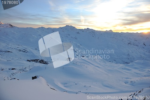 Image of mountain snow sunset