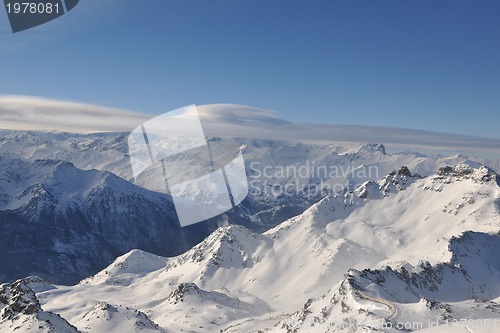 Image of mountain snow sunset