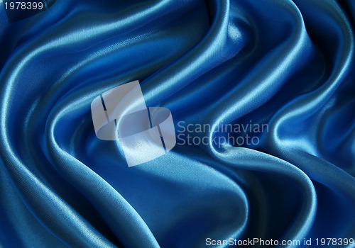 Image of Smooth elegant dark blue silk can use as background 