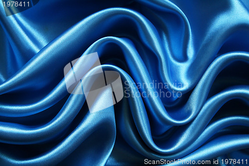 Image of Smooth elegant dark blue silk can use as background 