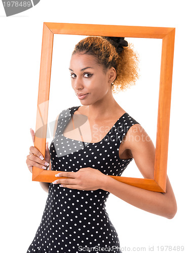 Image of the girl with the frame of the picture