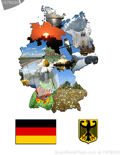 Image of The map of regions and the arms of Germany