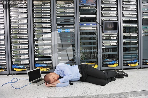 Image of system fail situation in network server room