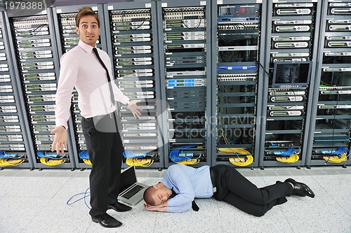 Image of system fail situation in network server room