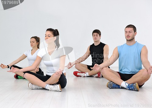 Image of young people group in fitness club