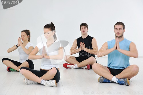 Image of young people group in fitness club