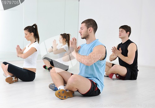 Image of young people group in fitness club