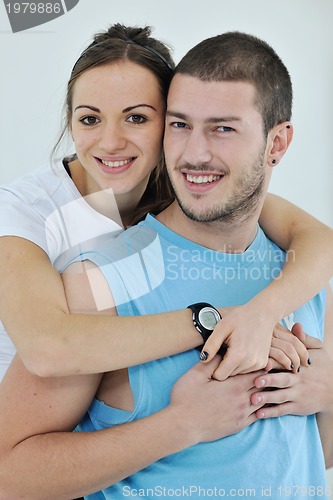 Image of happy young couple fitness workout and fun