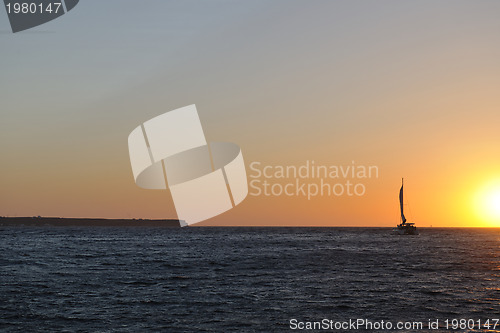 Image of greece romantic sunset at sea