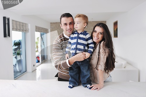 Image of happy young family have fun  at home