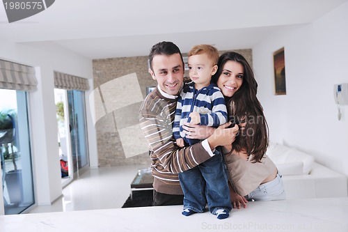 Image of happy young family have fun  at home