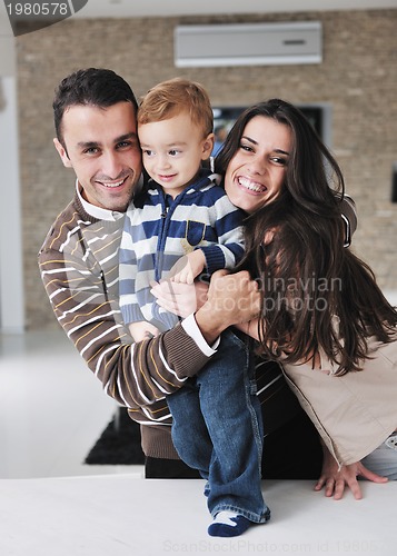 Image of happy young family have fun  at home