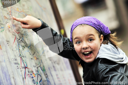 Image of girl with city map panel