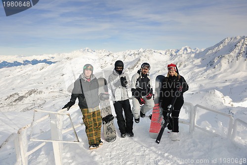 Image of  people group on snow at winter season