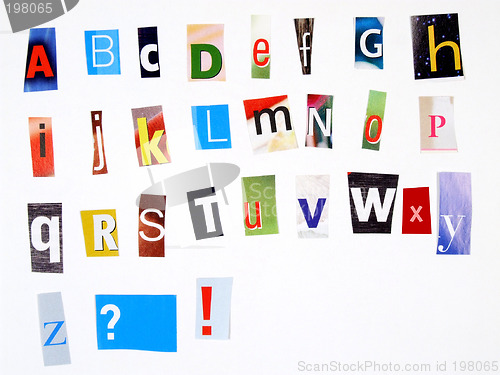 Image of Newspaper clipping colorful alphabet