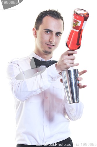 Image of barman portrait isolated on white background